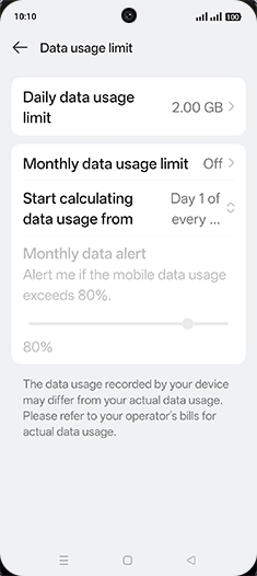 Step 14: Tap on Monthly data usage limit.