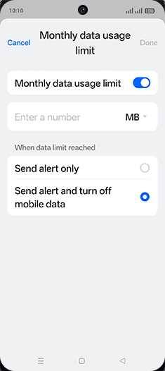 Step 16: Tap on MB or GB.