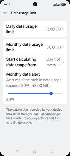 Step 20: Tap on Start calculating data usage from.