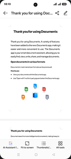 Step 5: Tap on AI Assistant for Document.