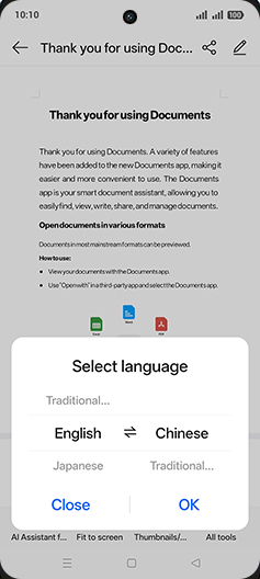 Step 7: Select desired language.