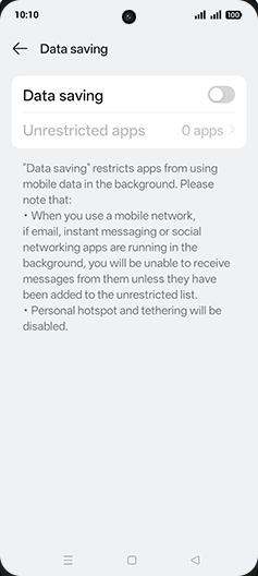 Step 6: Tap on Data saving to turn ON.