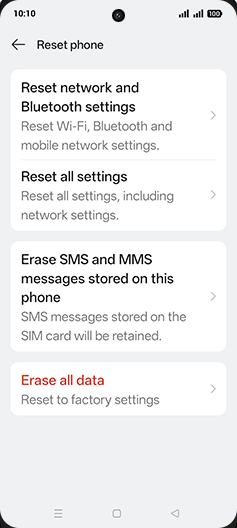 Step 6: Tap on Reset network and Bluetooth settings.