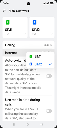Step 5: Tap on SIM1 or SIM2.