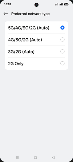 Step 8: Tap on 5G/4G/3G/2G (Auto).