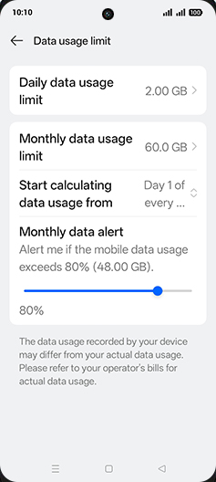 Step 20: Tap on Start calculating data usage from.