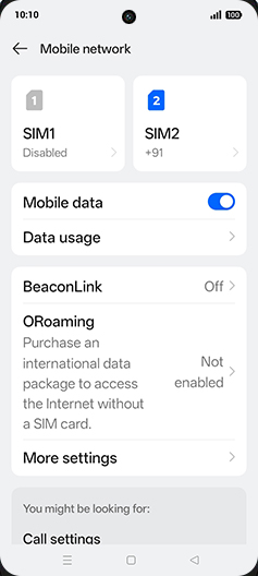 Step 4: Tap on SIM1 or SIM2.