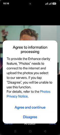 Step 9: Tap on Agree and continue.