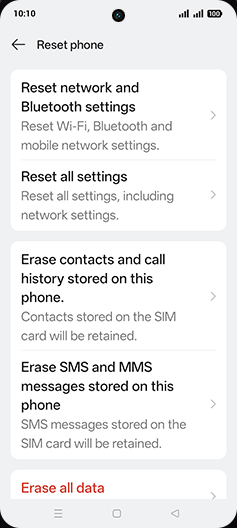 Step 6: Tap on Reset network and Bluetooth settings.