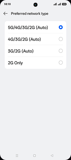 Step 8: Tap on 4G/3G/2G (Auto).