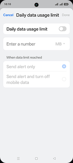 Step 9: Tap on Daily data usage limit to turn ON.