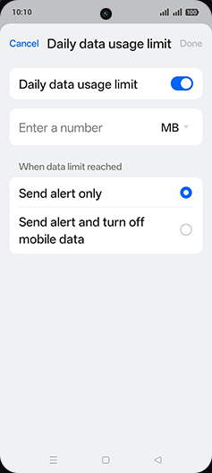 Step 10: Tap on MB or GB.