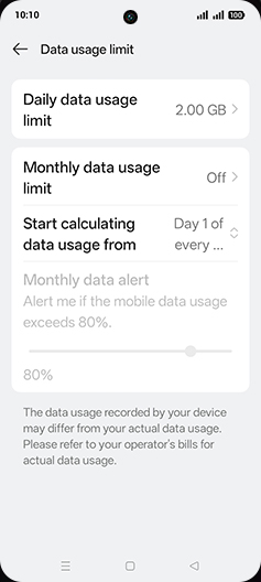 Step 14: Tap on Monthly data usage limit.