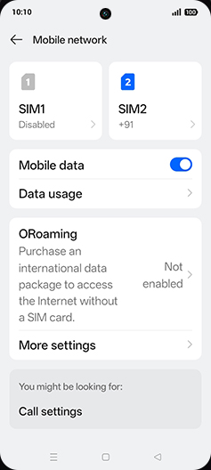 Step 4: Tap on SIM1 or SIM2.
