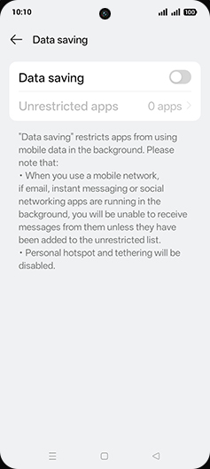 Step 6: Tap on Data saving to turn ON.