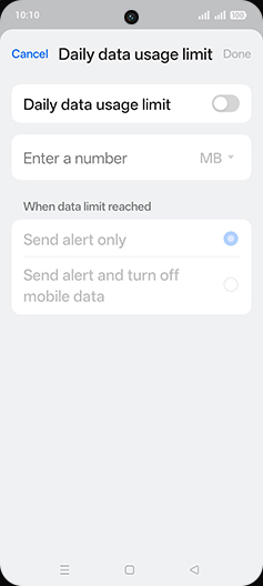 Step 9: Tap on Daily data usage limit to turn ON.
