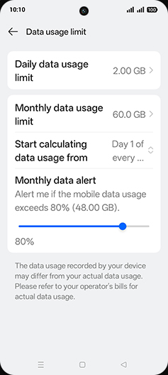 Step 20: Tap on Start calculating data usage from.