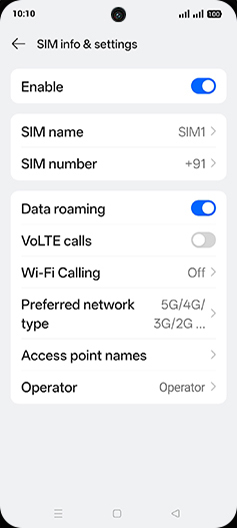 Step 7: Tap on VoLTE calls to turn ON.