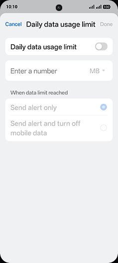 Step 9: Tap on Daily data usage limit to turn ON.