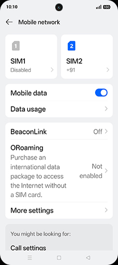 Step 4: Tap on SIM1 or SIM2.