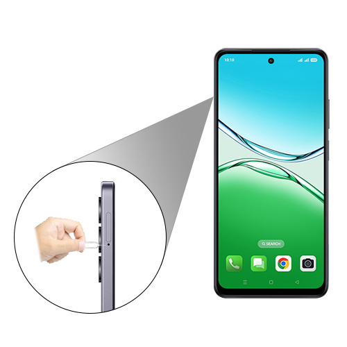 Step 1: Insert the ejection pin into the hole on the SIM card tray to loosen the tray.