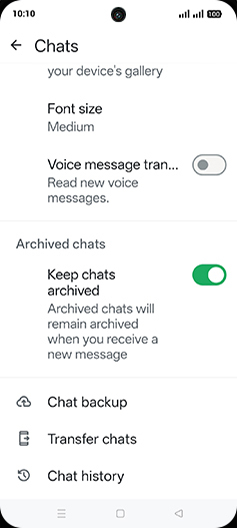 Step 6: Tap on Chat backup.