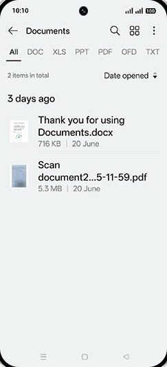 Step 4: Tap on desired Document.