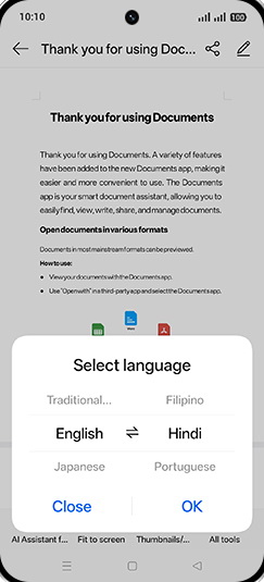 Step 7: Select desired language and tap on OK.