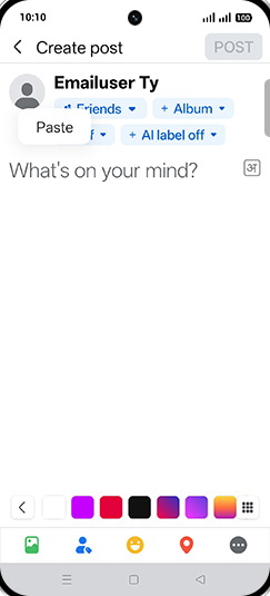 Step 10: Paste the copied data, tap and hold on text box.