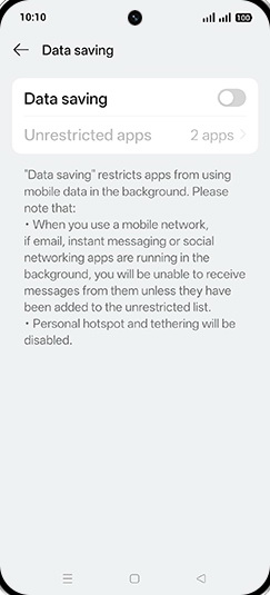 Step 6: Tap on Data saving to turn ON.