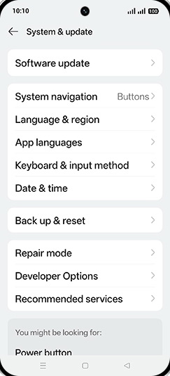 Step 4: Tap on Back up & reset.