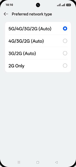 Step 8: Tap on 4G/3G/2G (Auto).