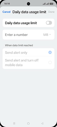 Step 9: Tap on Daily data usage limit to turn ON.