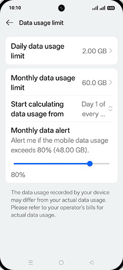 Step 20: Tap on Start calculating data usage from.