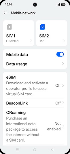Step 4: Tap on SIM1 or SIM2.
