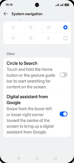 Step 5: Tap on Circle to Search to turn ON.