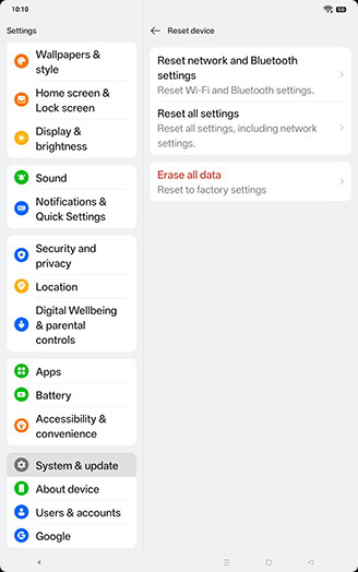 Step 6: Tap on Reset network and Bluetooth settings.