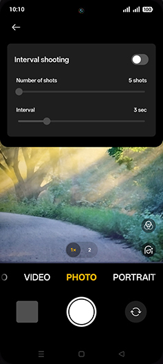 Step 6: Tap on Interval shooting to turn ON.