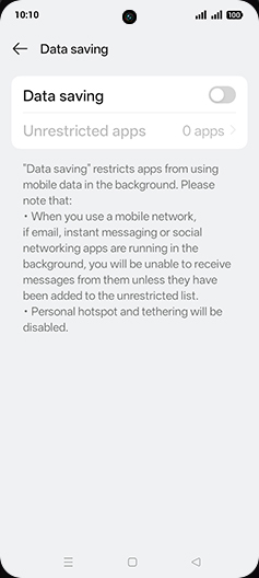 Step 6: Tap on Data saving to turn ON.