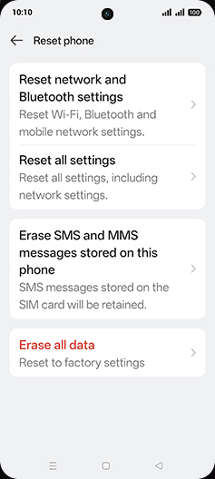 Step 6: Tap on Reset network and Bluetooth settings.