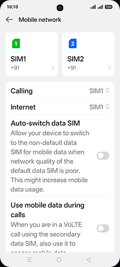 Step 4: Tap on SIM1 or SIM2.