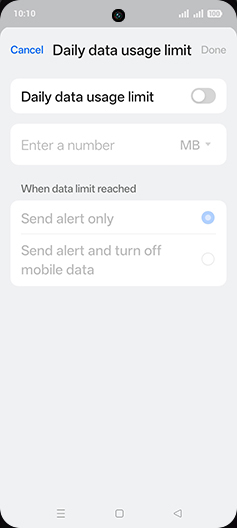 Step 9: Tap on Daily data usage limit to turn ON.