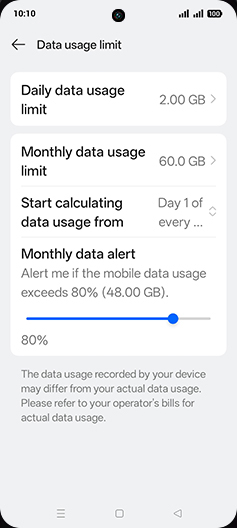 Step 20: Tap on Start calculating data usage from.