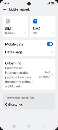 Step 4: Tap on SIM1 or SIM2.
