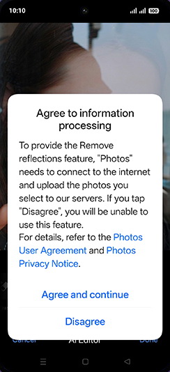 Step 9: Tap on Agree and continue.