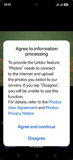 Step 9: Tap on Agree and continue.