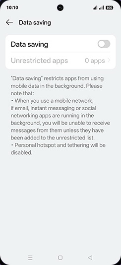Step 6: Tap on Data saving to turn ON.