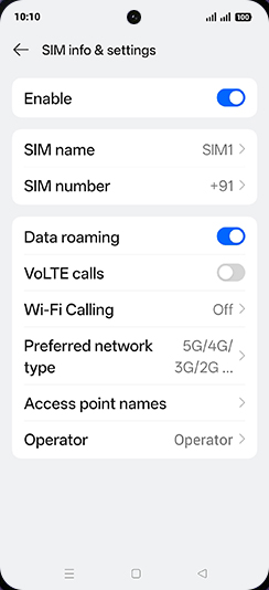 Step 7: Tap on VoLTE calls to turn ON.