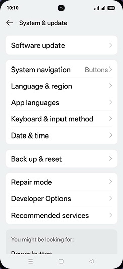 Step 4: Tap on Back up & reset.
