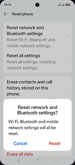 Step 7: Tap on Reset.